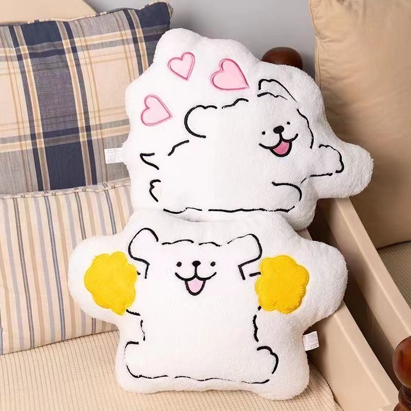 线条小狗抱枕玩偶娃娃枕头宿舍女生睡觉车内靠枕爱沙发靠垫