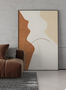 客厅装饰画现代简约橙色大幅落地画抽象大气沙发背景墙壁画单幅画