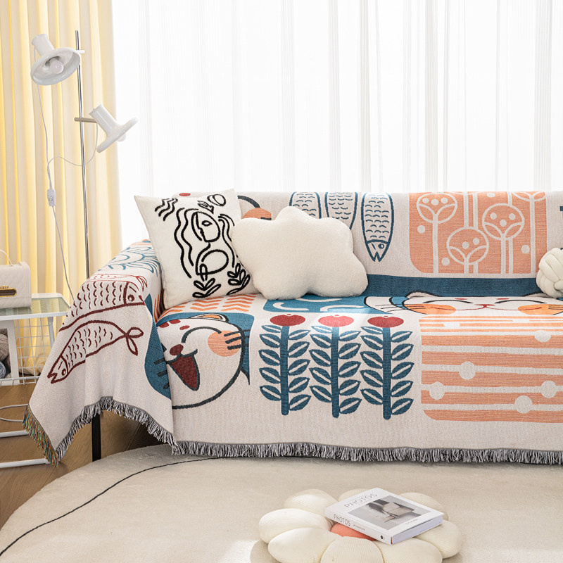 沙发巾全盖新款四季通用针织沙发盖布全包沙发毯沙发罩增发垫