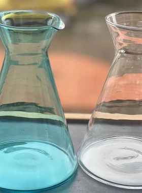 清库存不退原2.8元台面书房厅装饰品摆件蓝色玻璃T壶花瓶插