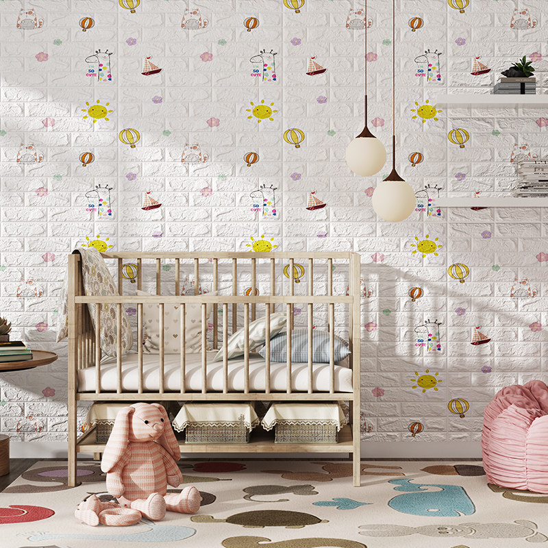 墙纸自粘立体墙砖卧室温馨幼儿园爱儿童房防水防潮壁纸装饰