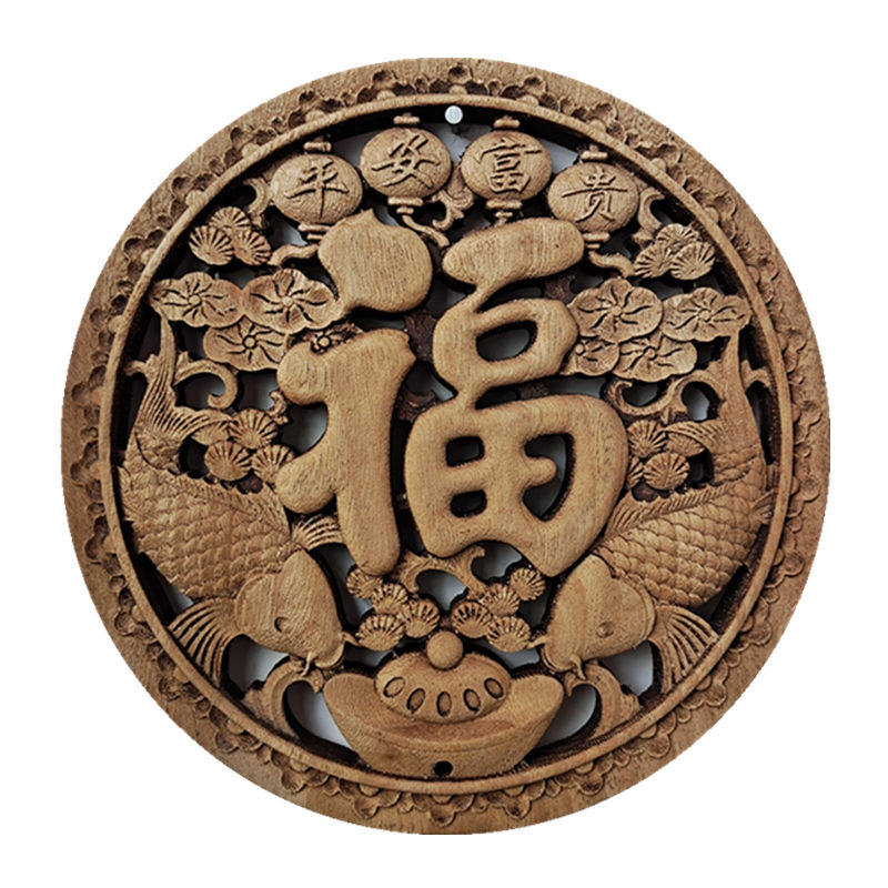 新款东阳木雕挂件香樟实木扇形圆形仿古雕刻工艺品背景墙壁挂,家居饰品,木雕,淘宝优惠券,粉丝福利购,淘宝优惠卷