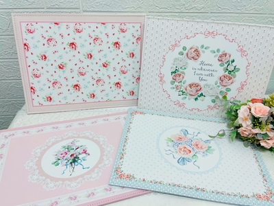 新款白先生家居碎结手绘玫瑰家用面卉防水防油隔热餐垫