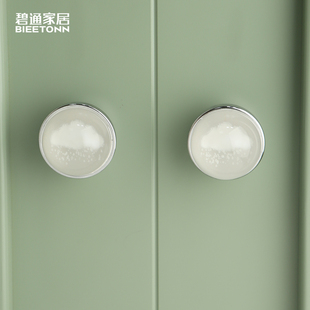 碧通创意云絮水晶整体门拉手奶油风爱心单银色抽屉现代把手