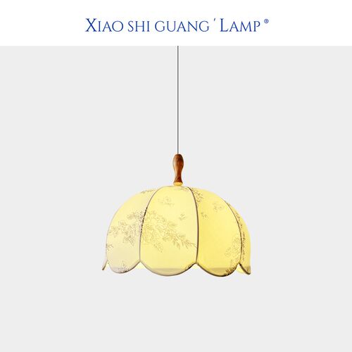法式中古圆球吊灯灯卧室灯宋代美学南洋复古实木茶室灯具