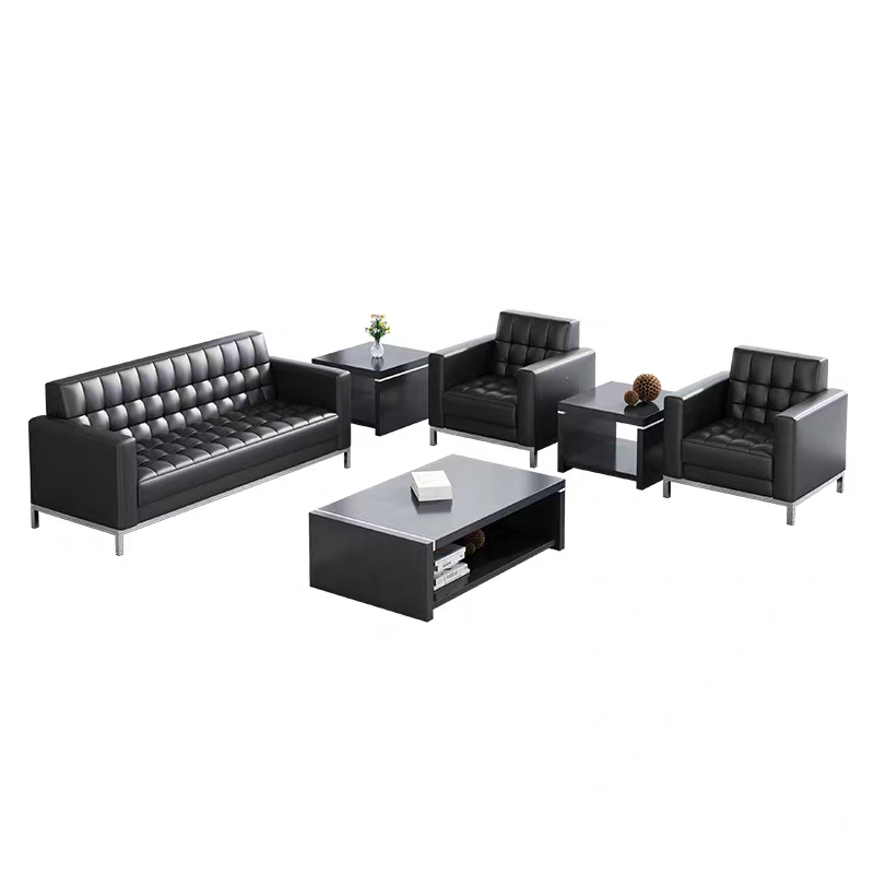 办公家具现代简约商务接待办公室西皮沙发茶几时尚单人三人位