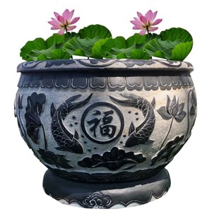 石雕青石鱼缸仿古荷石缸养鱼门海室外石缸青石大缸庭院水缸旺宅