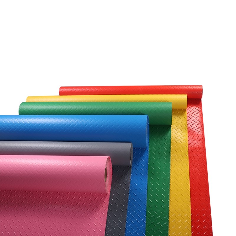 牛津加厚熟胶PVC防滑垫塑料橡胶耐磨地垫钢板纹地垫工厂地板卷材