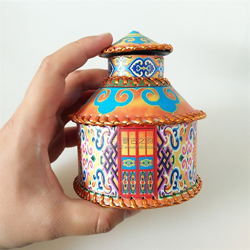 蒙古族特色牙签筒 蒙古包造型按压式牙签盒 蒙餐餐具民族风工艺品