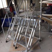 铝合金三四五步平台梯工业踏步梯爬梯库货架车间安全登梯