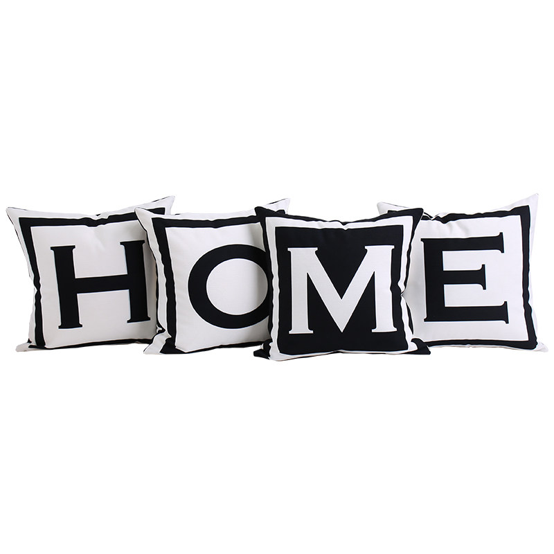 英文字母抱枕面黑白沙发靠垫拆洗创意loe车载正方形靠枕