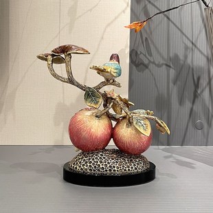 多子多福石榴客厅装饰品珐琅彩艺术高档家居铜工艺品高级