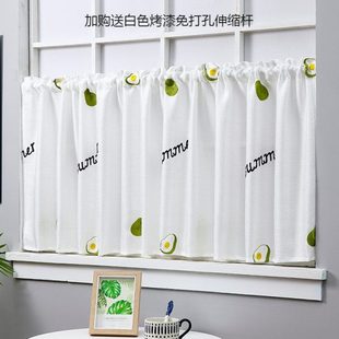 饰遮挡小帘飘窗半帘定做 短帘纱帘简约绣花纱半帘透光不透人半帘装