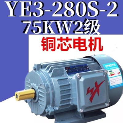75W2级电机YE3-280S-2极三相异步电动机铜线二级电机YVF2