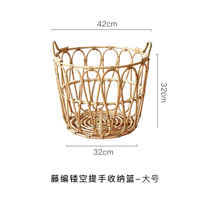 藤编儿童摄影大号收纳篮印尼藤编织镂空脏衣蓝篓玩偶收纳整理筐