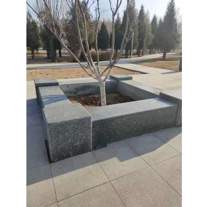 花岗岩园林石凳 芝麻灰景区公园石凳石桌造景大理石石材山东石材