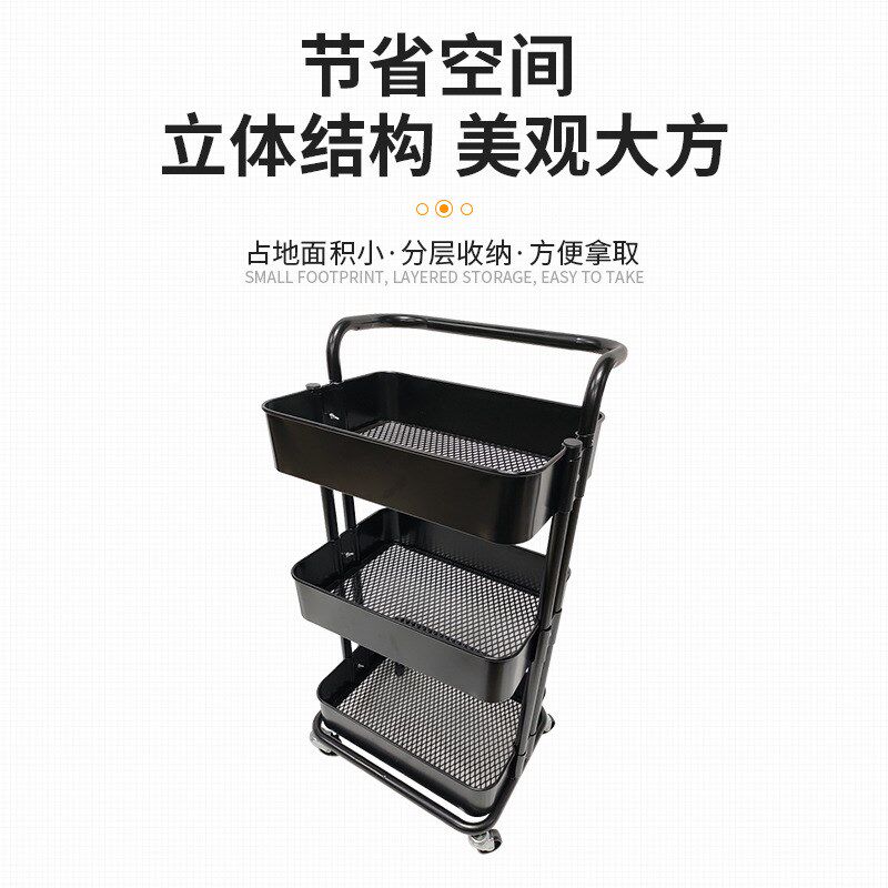 厨房置物架卧室落地式多层隔板可移动小推车烧烤家用简易储物架子