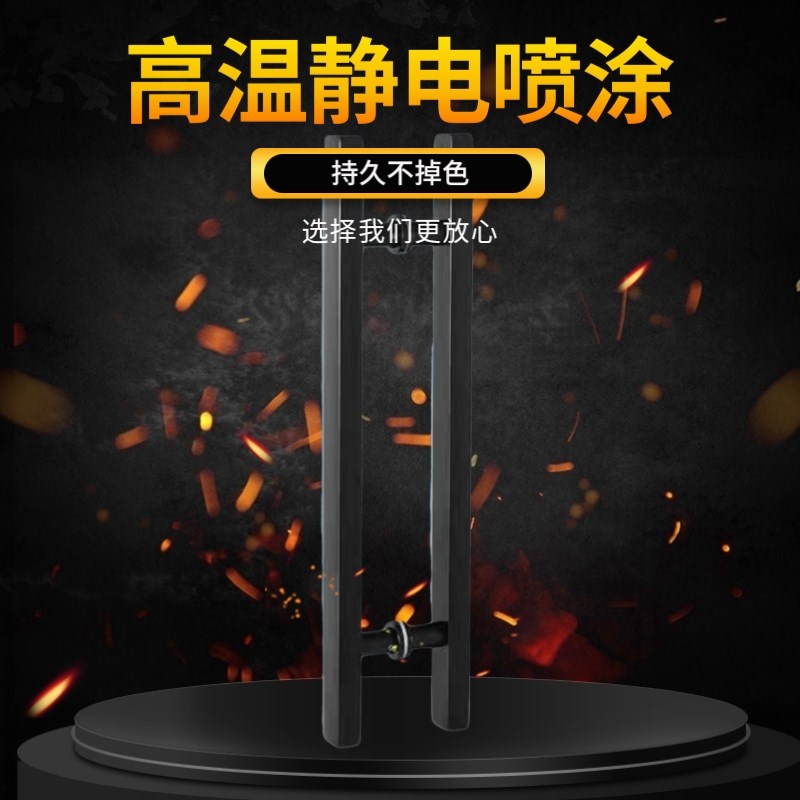玻璃门拉手不锈钢有框门酒店KTV木门把手对装 哑黑方管扶手现货