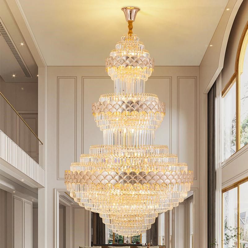 后现代复式楼大吊灯欧式别墅客厅水晶吊灯酒店大堂楼中楼吊灯饰具