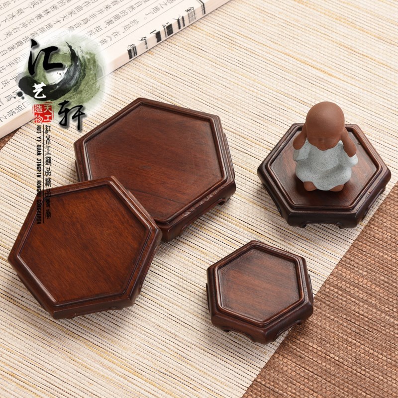 酸枝实木印章薄底座方形玉器文玩微型盆景茶壶底座复古整木托