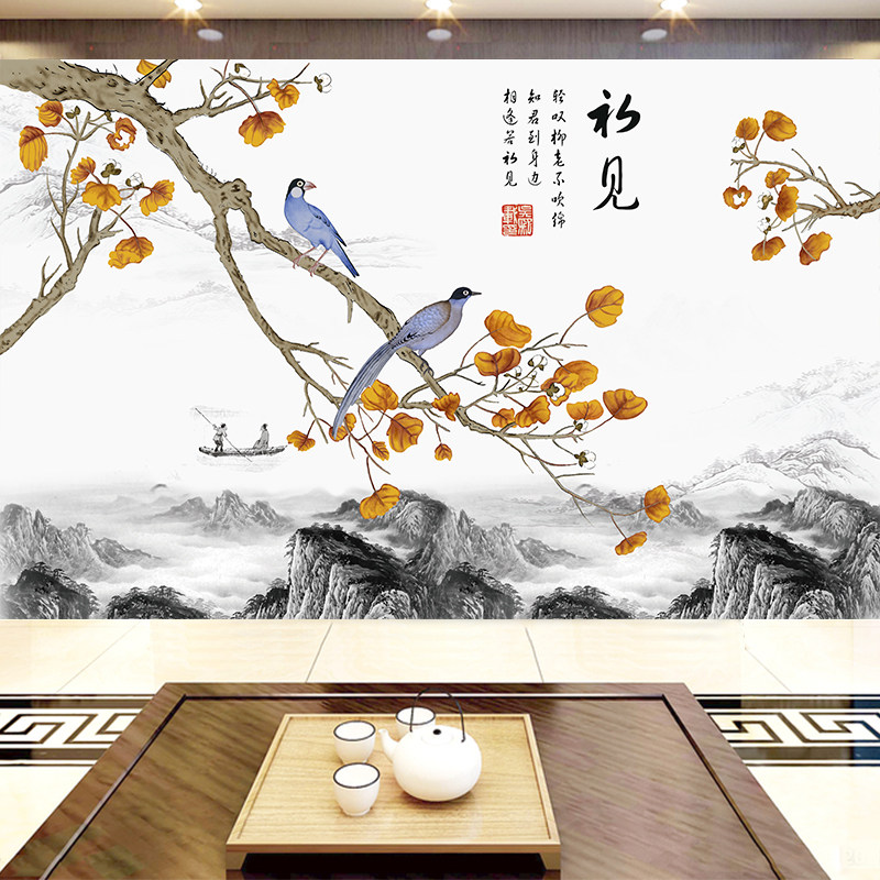 d立体水墨山水d新电视背景墙壁纸定制d客厅墙壁布d壁画,家装主材,定制壁画,淘宝优惠券,粉丝福利购,淘宝优惠卷