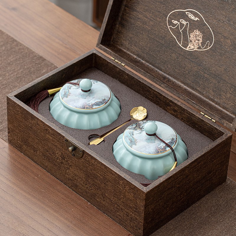 高档铁皮石斛包装盒陶瓷密封罐半斤枫斗石斛粉礼盒空盒定制礼品盒