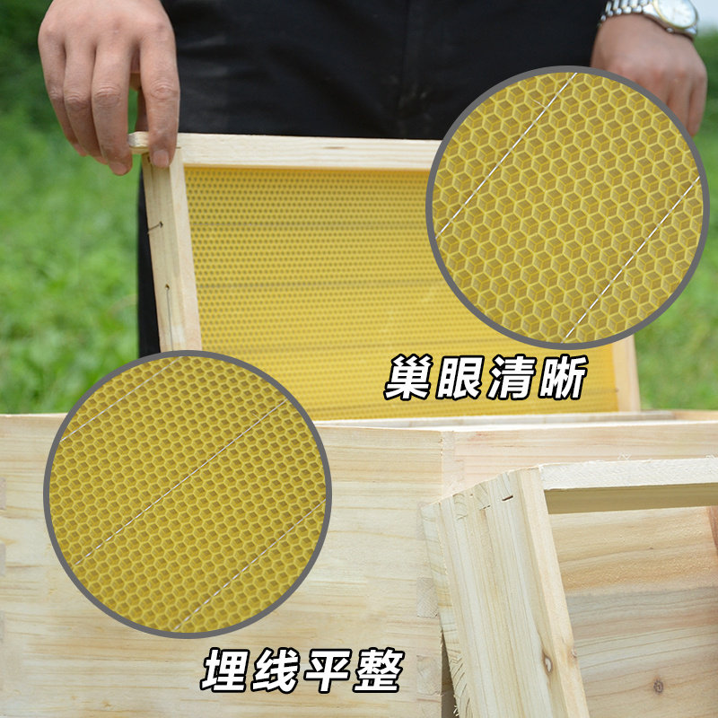 成品巢框带框巢础蜂巢中蜂意蜂杉木巢基蜜蜂巢脾巢皮蜂箱养蜂巢基