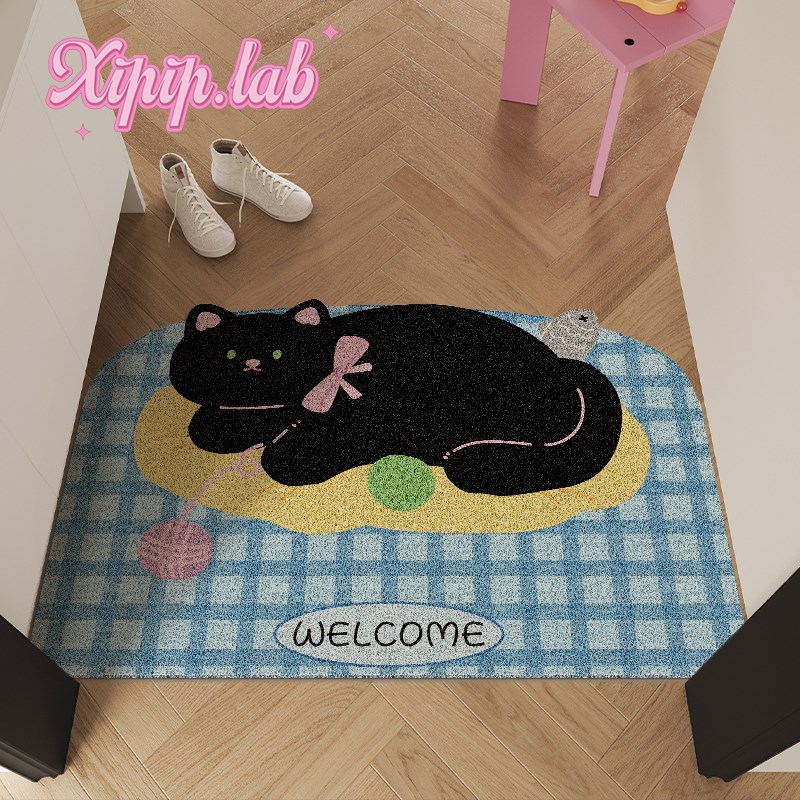 xipiplb多巴胺小猫家用入户地垫可爱卡通丝圈进门蹭脚玄关垫门垫