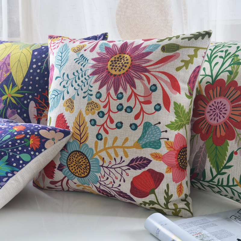 松果屋 现代汽车抱枕棉麻腰枕沙发样板间靠垫办公室靠枕