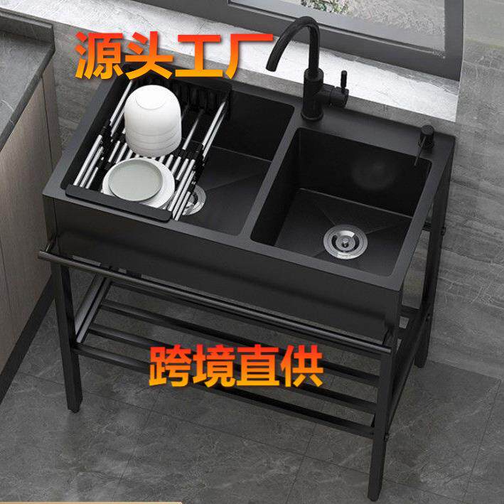 加固水槽不锈钢支架单槽家用一体落地式洗菜厨房洗碗池不锈钢水槽