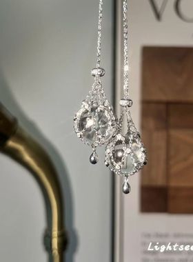 法式冰透仿白水晶网兜项链女轻奢小众高级感小众清冷感锁骨链颈链