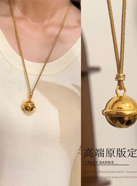 机器猫铃铛项链新款哆啦A梦铃铛亮金小众轻奢铃铛新中式国风项饰
