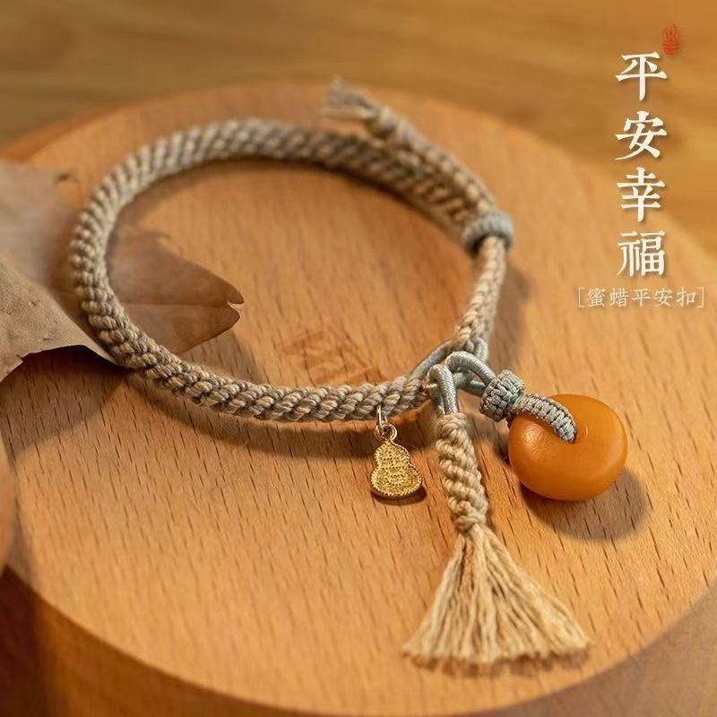 原创流苏葫芦编织手链女士款时尚气质文艺民族风可穿盘缠手绳橘色