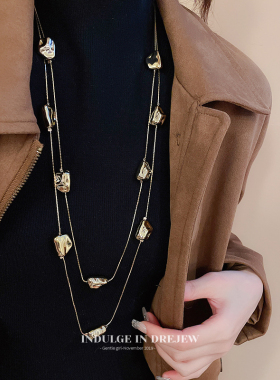 不规则褶皱几何双层项链女款2025新款巴洛克毛衣链个性高级感项饰