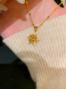 爆闪织梦星项链镂空金色星星满天星吊坠锁骨链女金店同款2026新款