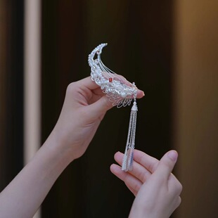 李柯以同款云鸾边夹女小众设计新中式国风流苏发饰侧边夹刘海夹