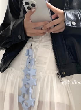 小众ins韩系蓝色硅胶立体五角星多巴胺手机包包相机挂件高级包挂