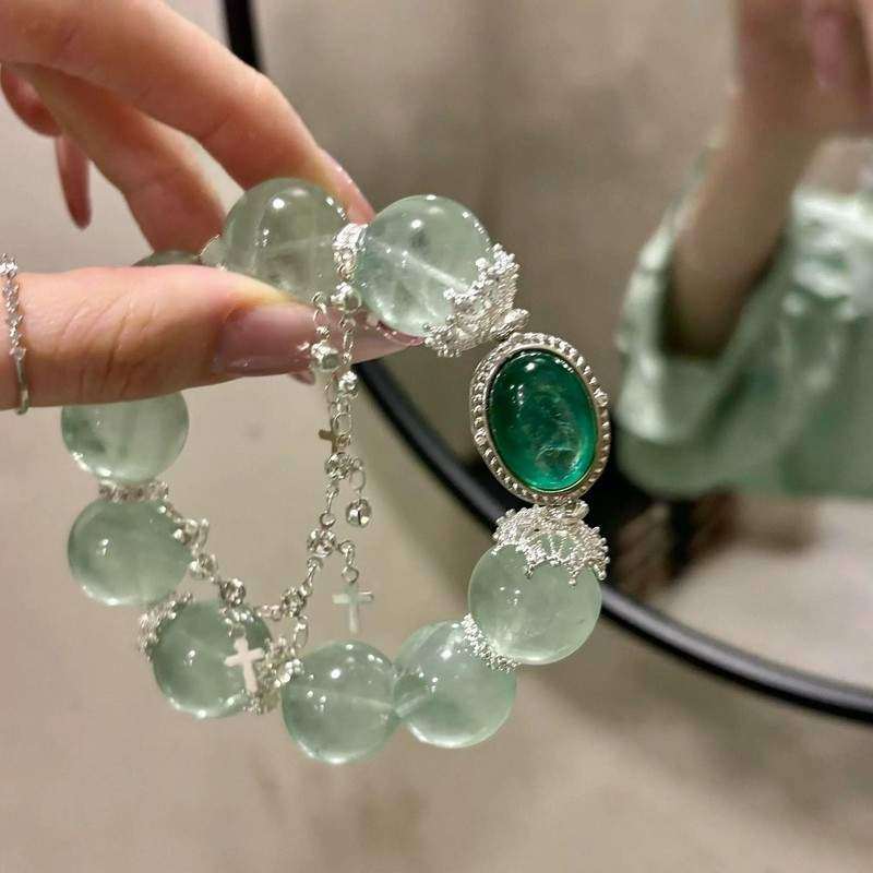 「绿幽灵」薄荷漫波绿串珠手串绿水晶串珠手串薄荷曼波手串新中式