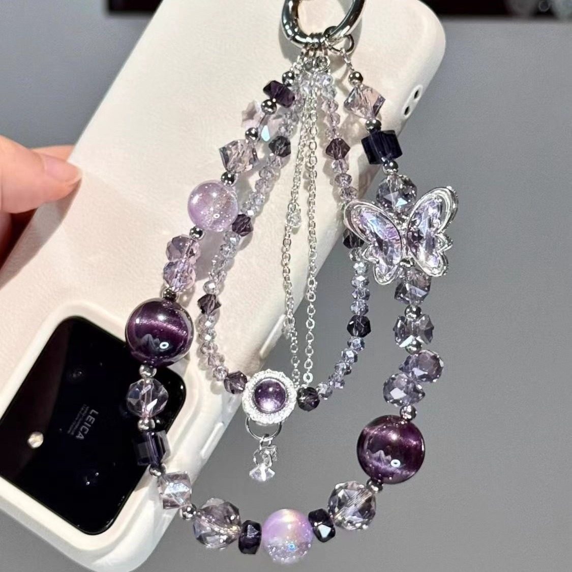 「紫蝶翩梦」轻奢紫色蝴蝶串珠手机链新款重工高端小众挂件钥匙扣,模玩/动漫/周边/娃圈三坑/桌游,动漫挂件/文具,淘宝优惠券,粉丝福利购,淘宝优惠卷