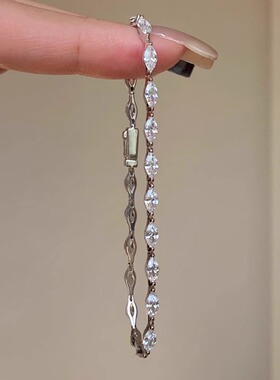 ins冷淡风极细满钻银色手链女轻奢气质精致高级感叠戴手饰配饰品