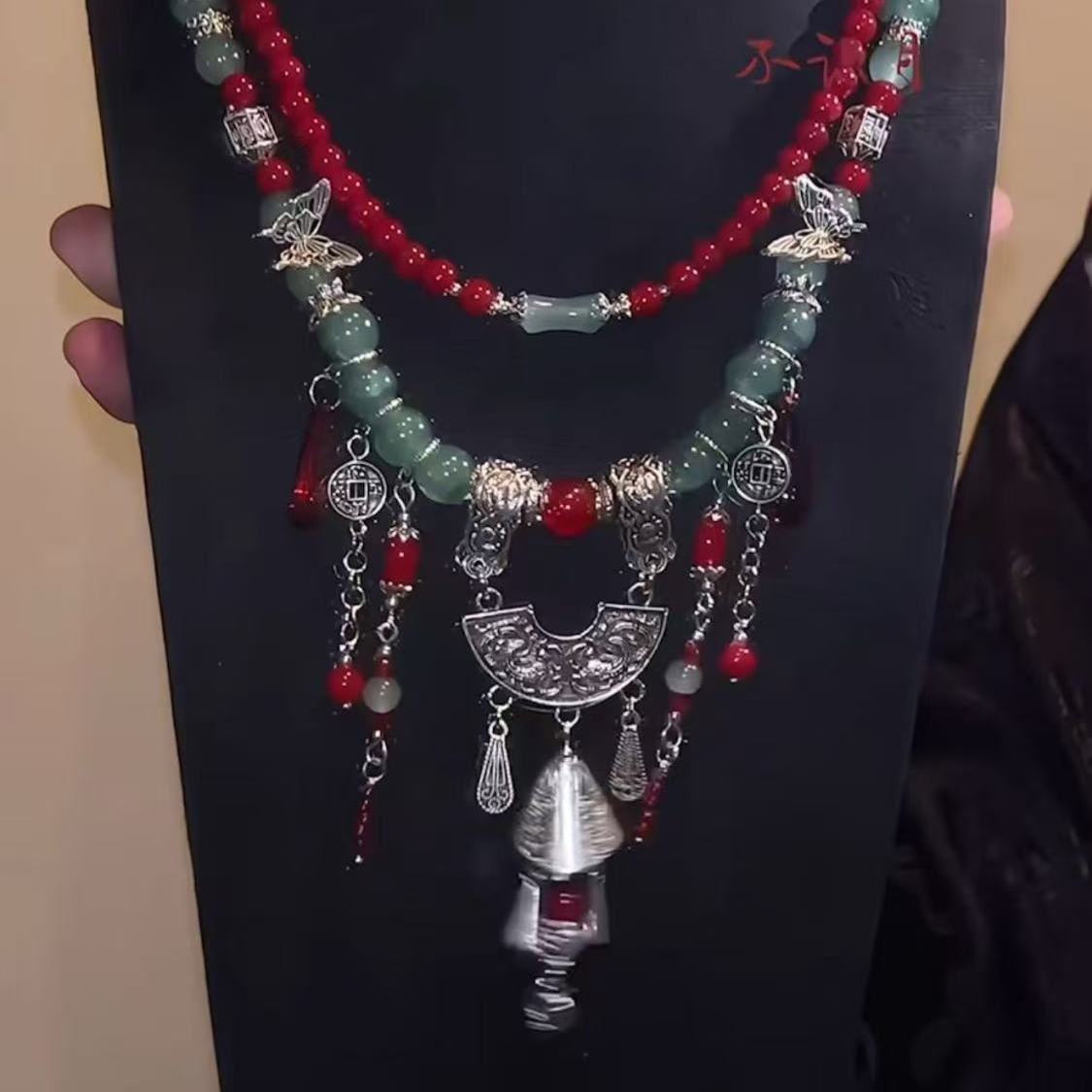 【山鬼】中式项链汉服配饰国风双层叠戴蝴蝶流苏项链饰品高级感