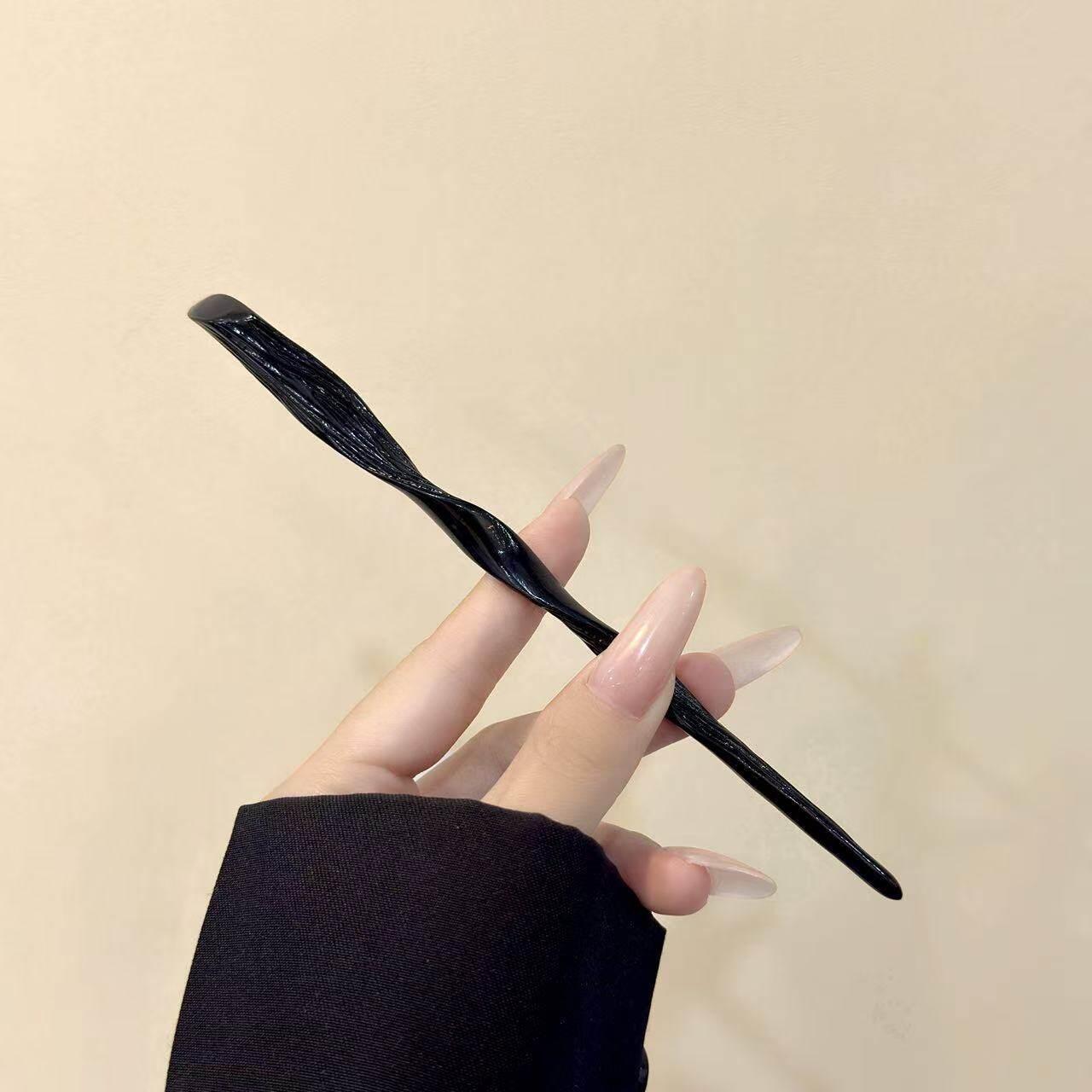 中式黑色发簪古风精致金属汉服旗袍头饰现代简约日常盘发簪子发钗