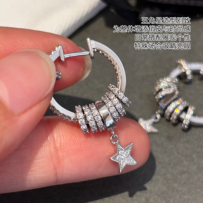 星星时来运转耳环女耳扣耳圈轻奢高级感百搭小众气质时尚圆环设计