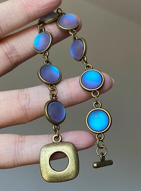 定制款手作独特紫霞串珠手链女新款重工做旧设计古着手饰vintage