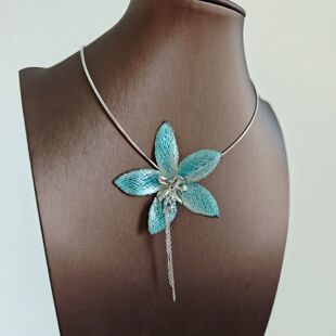 【蓝田絮】复古vintage编织花朵流苏项链夏日新款海边度假锁骨链