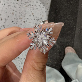 超好看 可旋转雪花戒指重工精致设计感轻奢小众独特碎碎冰食指戒