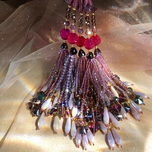 水晶包挂饰品闪钻流苏钥匙扣手工手机挂件U盘挂绳衣襟古风挂坠