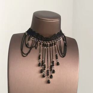 哥特风黑色蕾丝锁骨链女生蝴蝶颈饰脖子装饰暗黑系动漫百搭配饰品