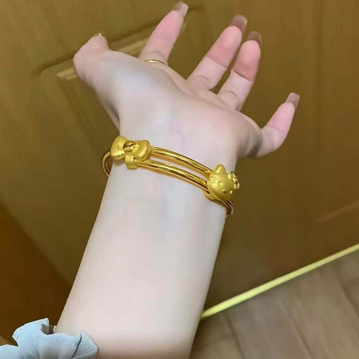 新中式黄金色kitty猫蝴蝶结手镯女轻奢复古高级感百搭气质手环,模玩/动漫/周边/娃圈三坑/桌游,动漫手表/项链/饰品,淘宝优惠券,粉丝福利购,淘宝优惠卷