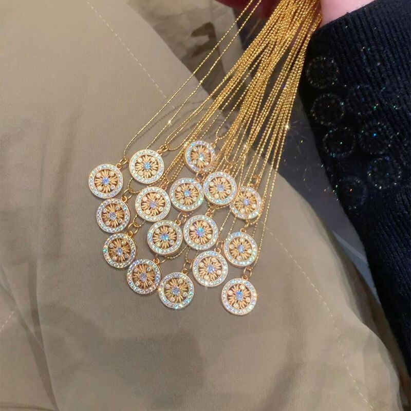 「鎏金星芒」复古超闪金色罗盘项链法式宫廷风大气高档高级感项链